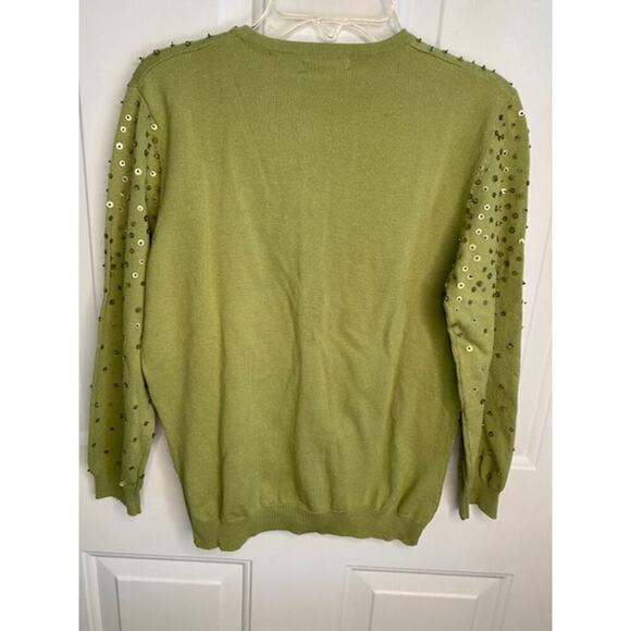 Vintage Worthington Small Sequins Green Cardigan Sweater - Picture 4 of 5
